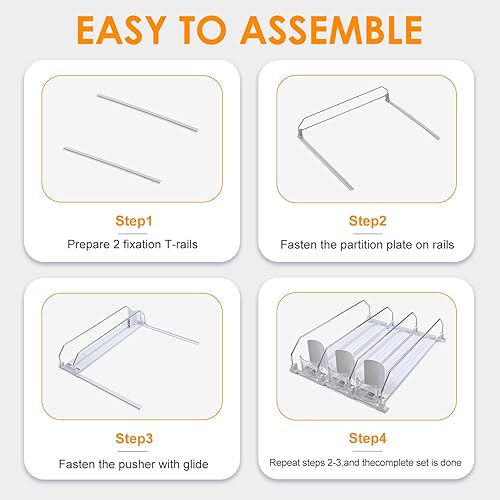 Miniatura 5 de BUDO Organizador de bebidas para refrigerador, dispensador de latas de soda para refrigerador, dispensador de bebidas autoempujado ajustable de