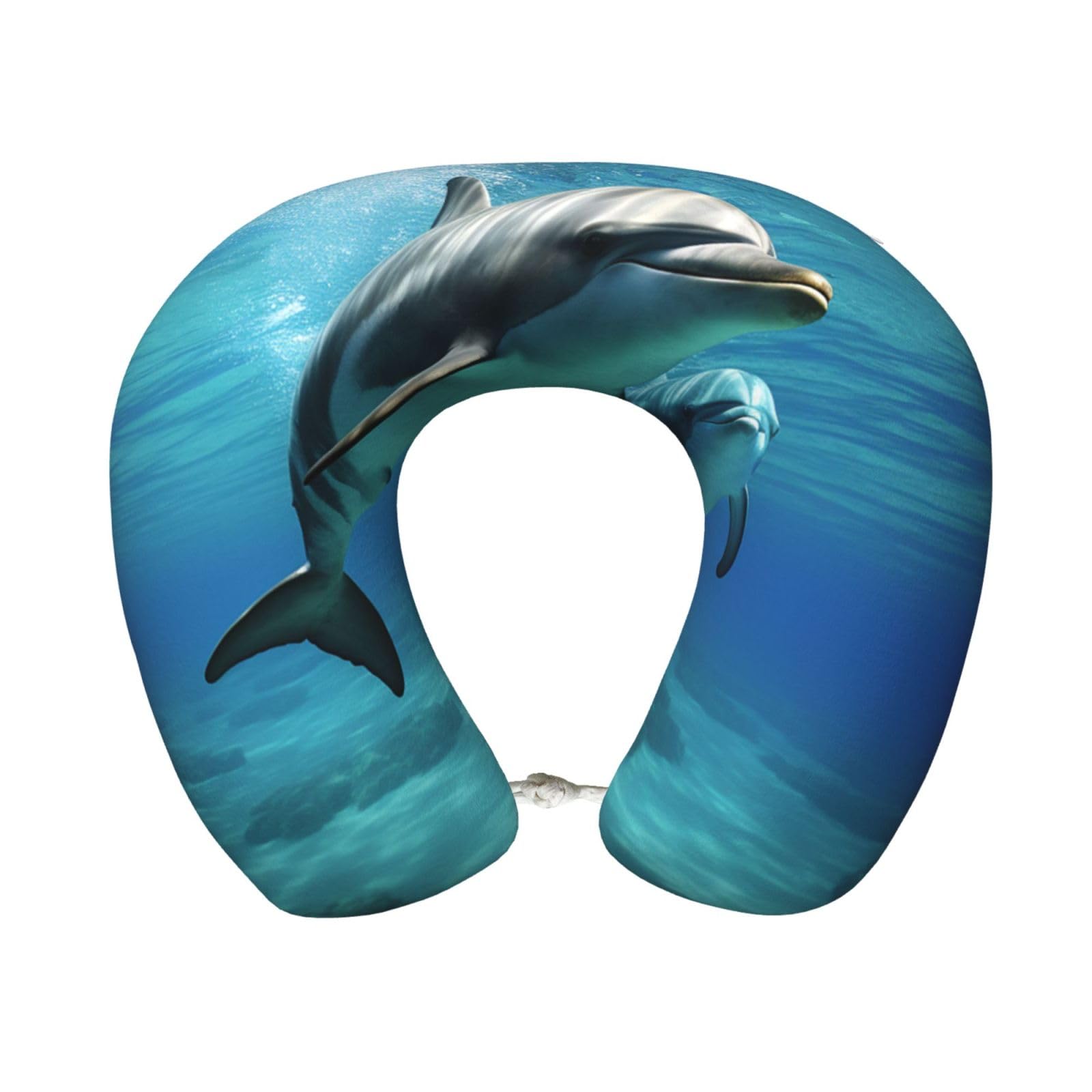 GDSHJKLW Marine Dolphin Memory Foam Travel Pillow Soft Comfortable Neck Pillow U-Shaped Head Support Pillow Travel Accessories for Sleeping Rest