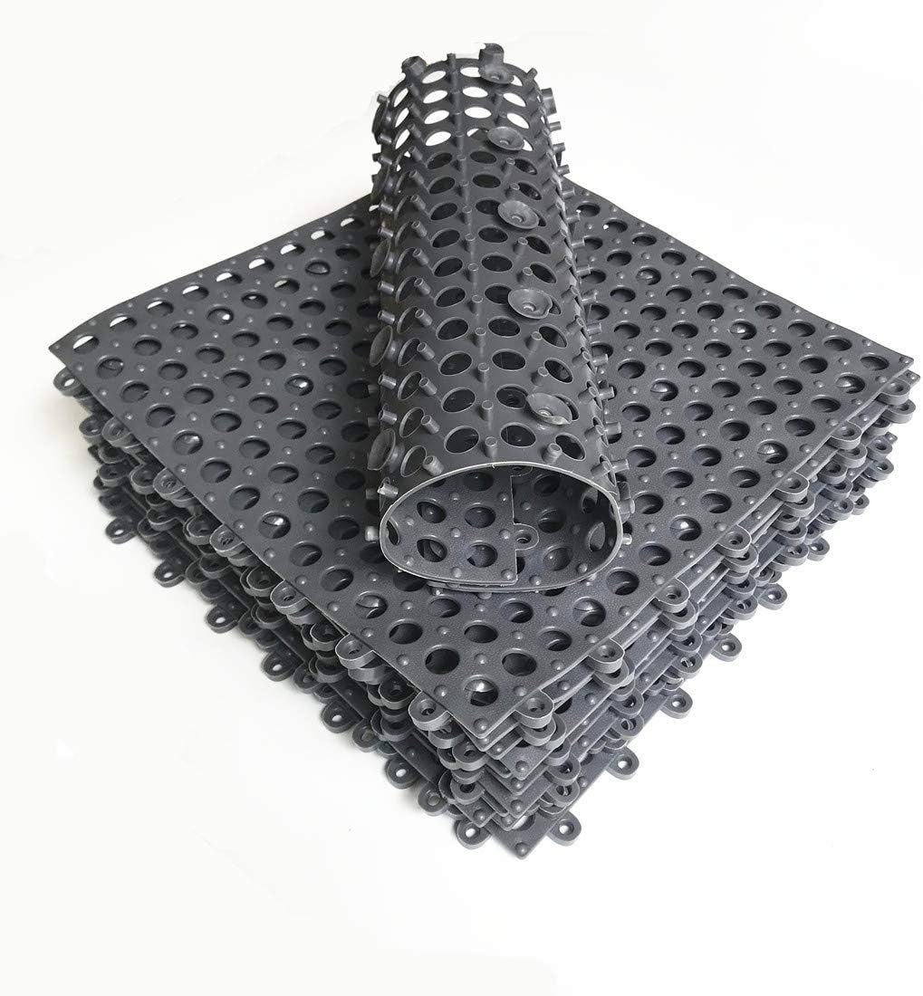 Onе-Dау Sаlе: Uр tо 40% оƒƒ smabee 24Pcs Interlocking Soft PVC Non-Slip Tile Splicing Waterproof Mat Pet Area Drain Pool Shower Bath Kitchen Cushion 11.75 x 11.75 Thin Mats with Suction Cup Type (Dark Gray)