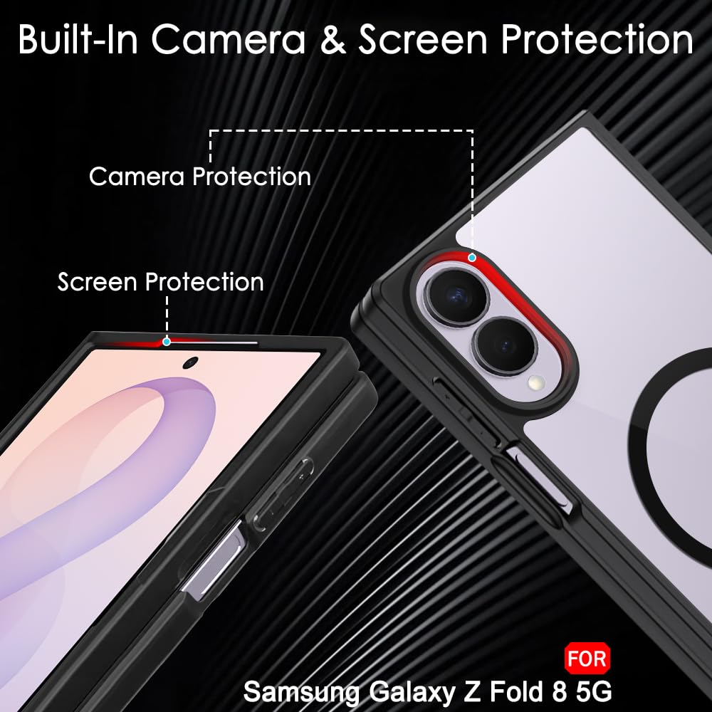TheGiftKart Hybrid Shockproof Back Cover Case for Samsung Galaxy Z Fold 8 5G Compatible with MagSafe | Hard Back Cover Case for Samsung Z Fold8 5G (PC & TPU, Transparent Clear Back, Black Sides) — Amazon image 4