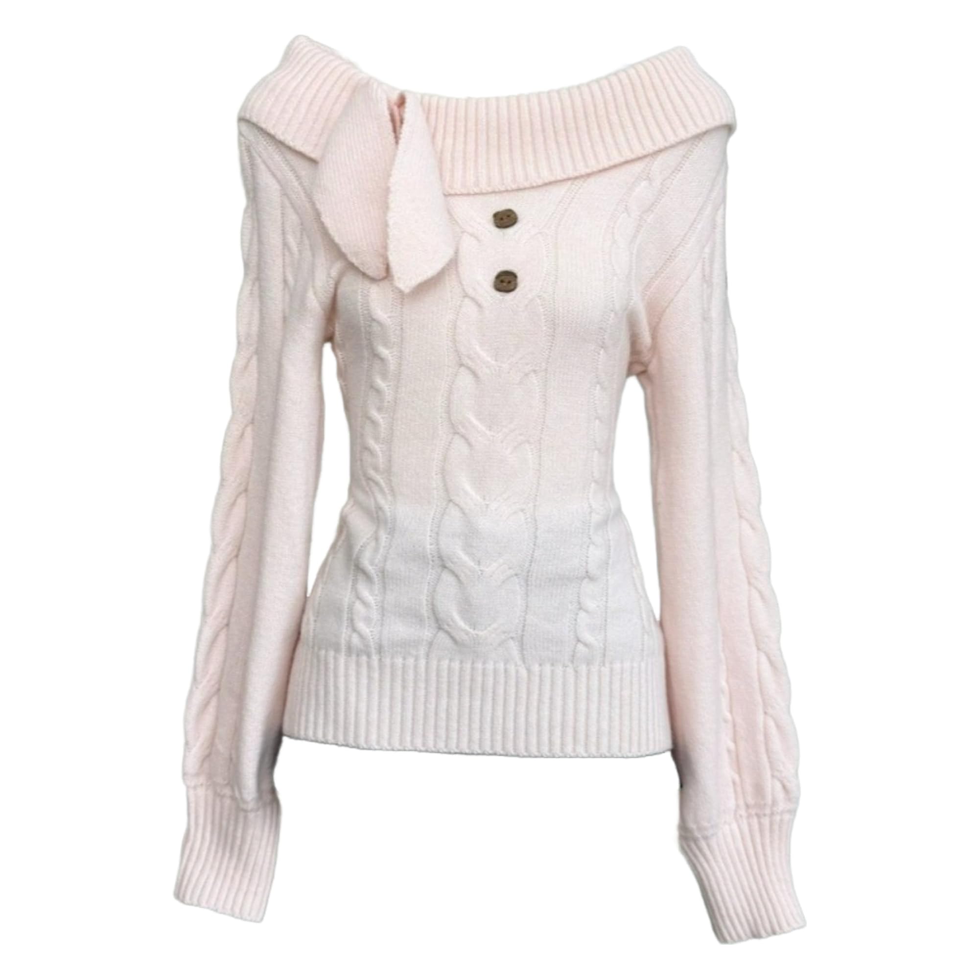 Off Shoulder Cutecore Teen Girls Sweater Y2k Kawaii Bow Cable Knit Sweater Women Fall Cute Coquette Aesthetic Tops