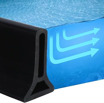 3FT Collapsible Shower Water Dam, Shower Threshold Water Stopper Barrier and Retention System and Keeps Water Inside Threshold Dry and Wet Separation Black, 3cm*5cm, 1M