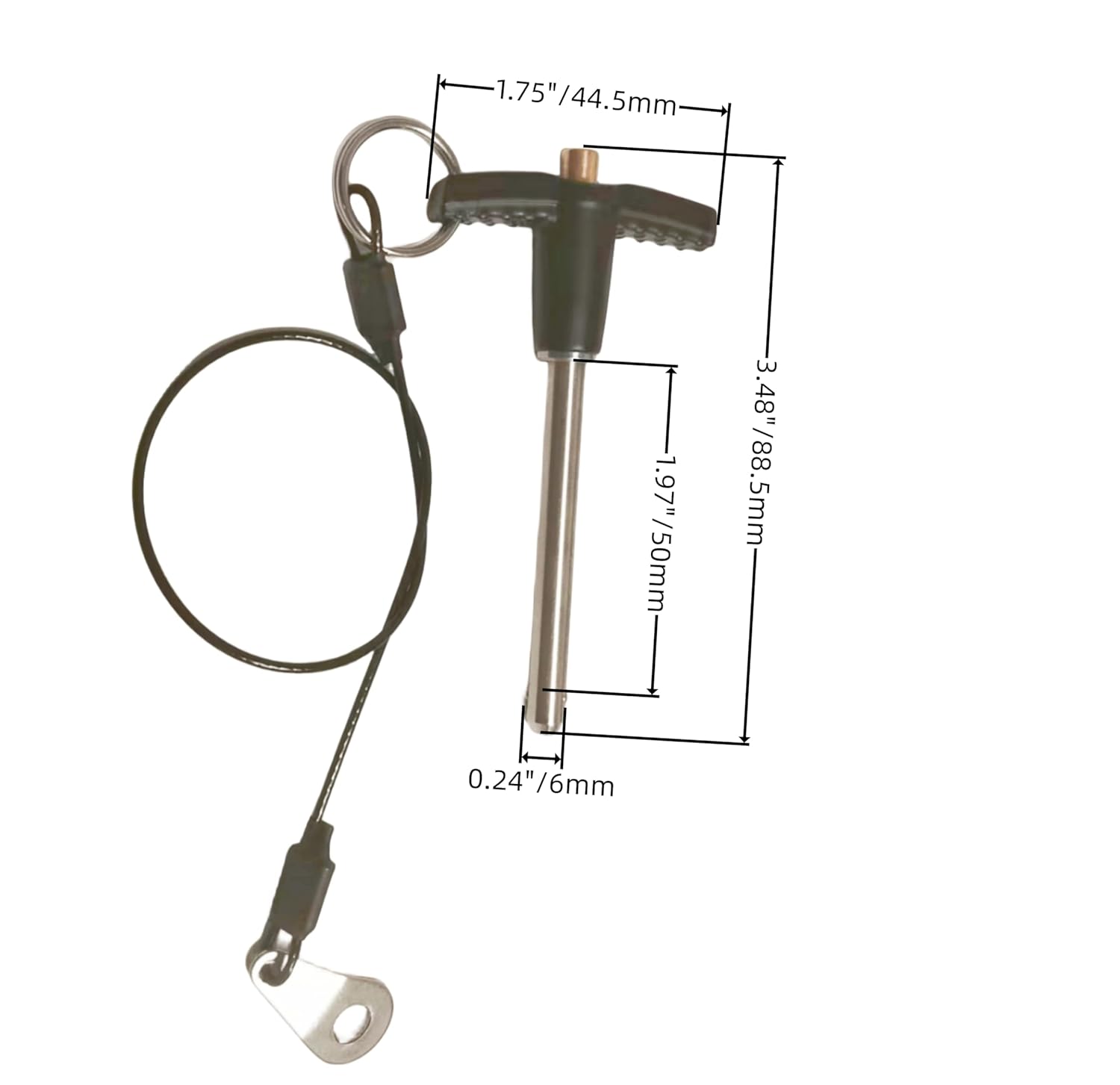 T-Handle Locking pin 304 Stainless Steel Grip Push-Button Locking Quick-Release pin with Safety Rope (Φ1/4in x 1-31/32in(2PCS))