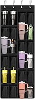 INTERSNUG Over The Door Water Bottle Organizer - 24 Pocket Tumbler Holder for Stanley Yeti Hydro Flask - Space Saving Kitchen Pantry Rack