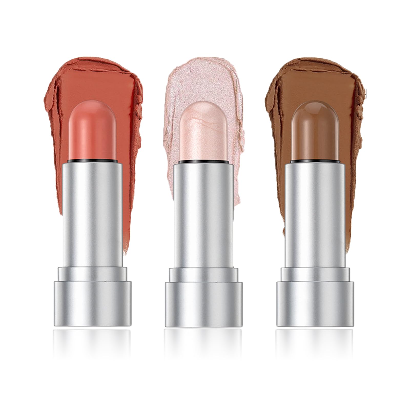 NALACAL3 Pack Contour Stick - Bronzer Stick, Blush Stick, Highlighter Stick - Highly Pigmented Cream Contour Waterproof Long Lasting Contour Wand for Contour Makeup Highlighter Makeup Stick for Women