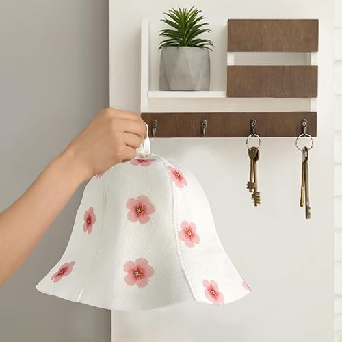 Miniatura 5 de Paquete de 2 sombreros de sauna de lana para vaporario ruso Banya para hombres y mujeres, accesorios para casa de baño y hammam, Blanco y flor