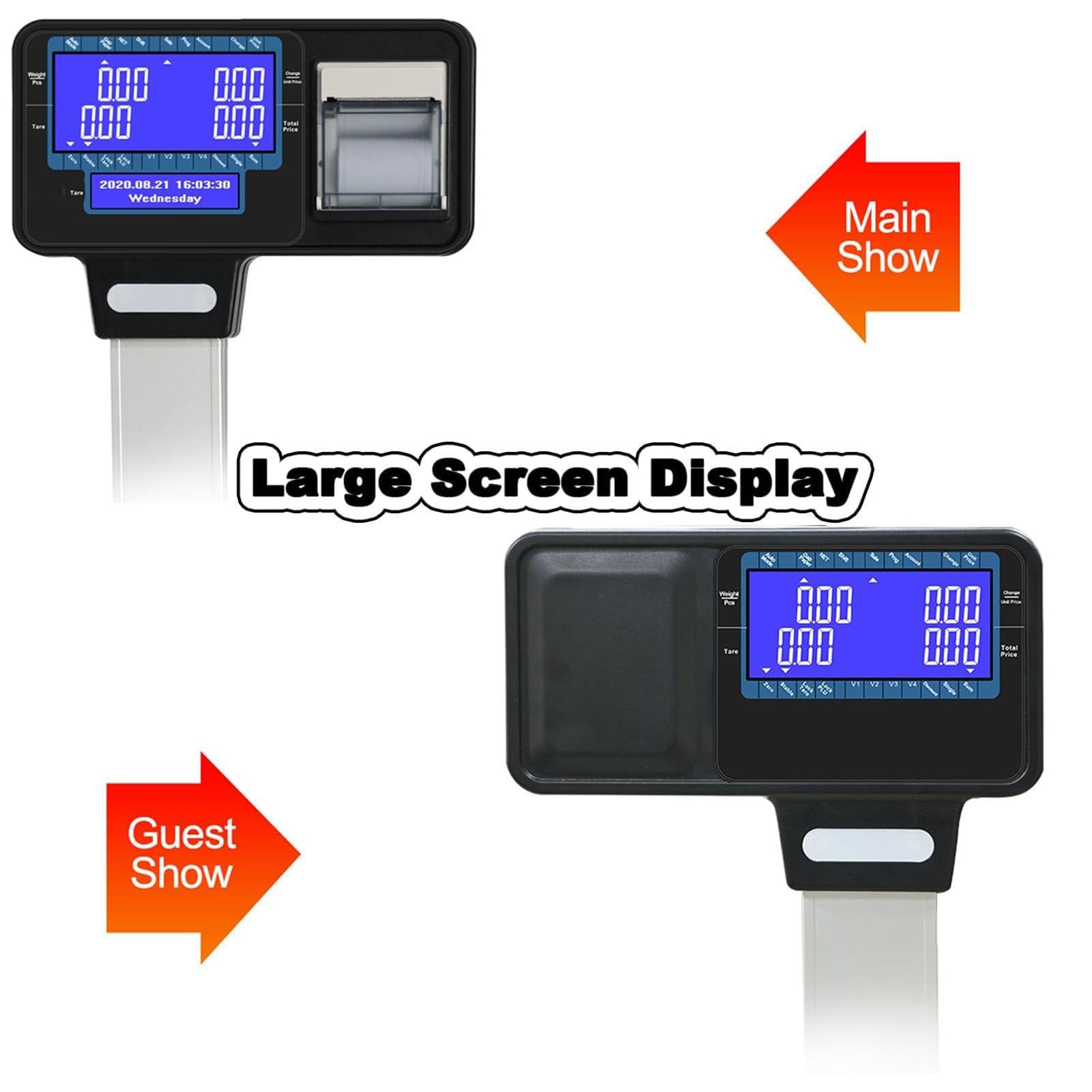 Balance De Caisse Enregistreuse Avec Affichage Numérique Et Impression D'Étiquettes, Capacité 30 Kg (66 Lb), Scanner Et Boîte À Monnaie, Écran Lcd Double Face, Balance Commerciale Numérique Avec Impr