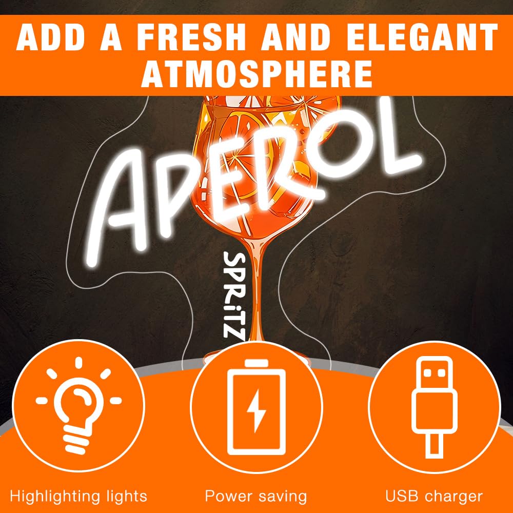 Mineup Aperol Insegna Al Neon, Aperol Spritz Insegne Al Neon Per Decorazione Da Parete, USB Luci Da Parete Al Neo a LED Per Bar Club Cocktail Feste Caverne Uomini Cucina
