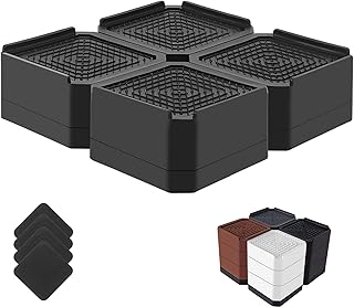 Bed Risers Heavy Duty, Adjustable Furniture Riser Blocks Lift 1.5, 3, 4.3 inches for Couch Table Desk Sofa Chair Legs, Refrigerator, Washing Machine - Support up to 4000 lbs (Black 4 Pack, 1.5 inch)