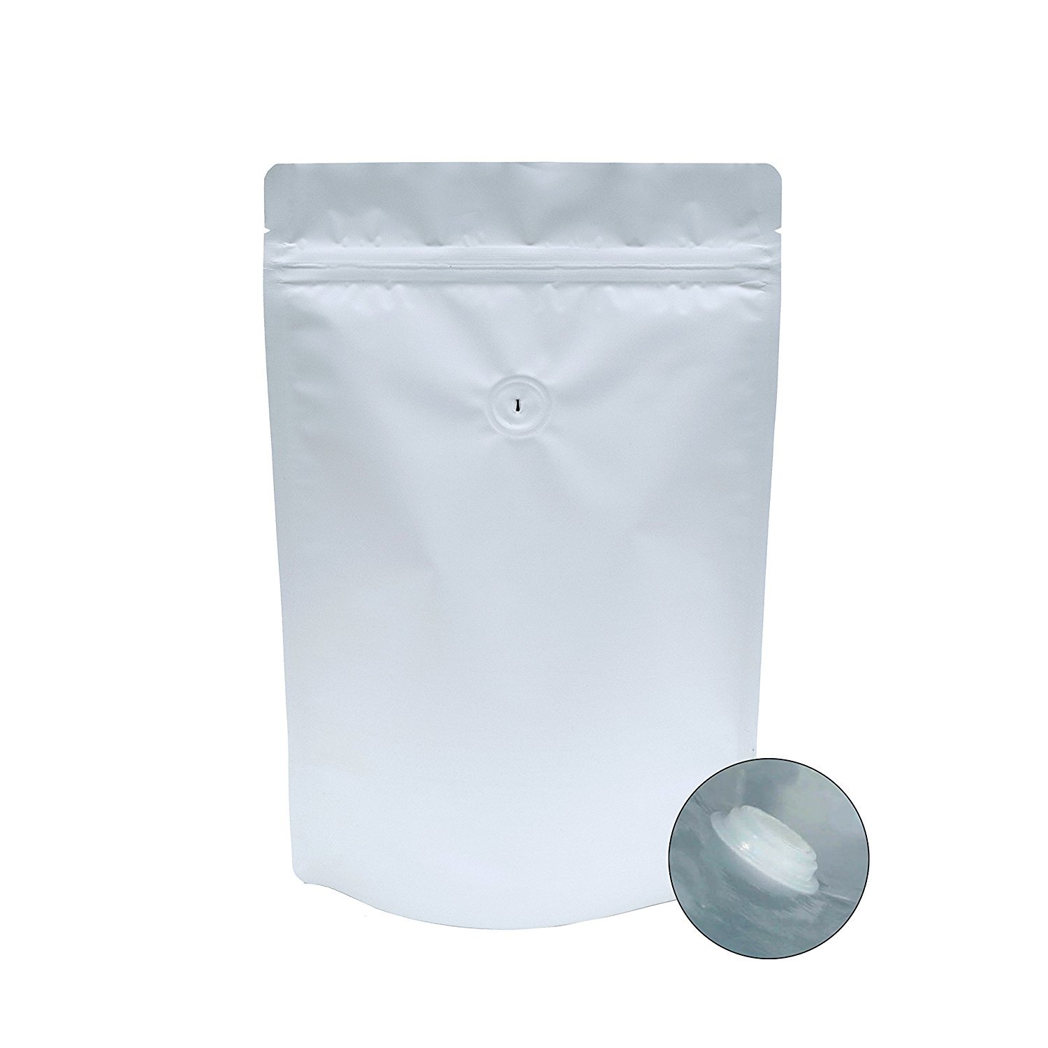 Koffiezakken met klep (50 stuks, 16 oz/1 lbs) witte hoge barrière