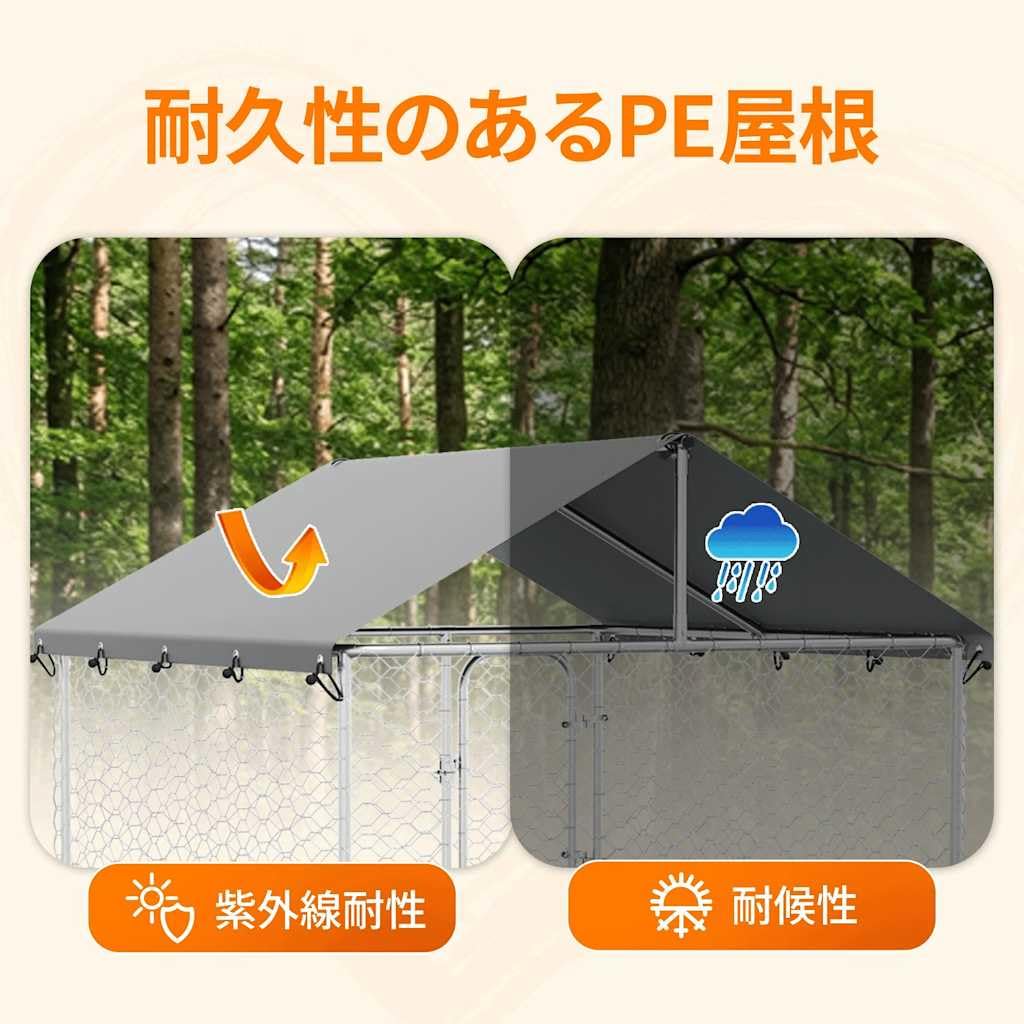 Amazon | vidaXL 屋外用犬小屋 屋根付き 200x200x150cm | vidaXL
