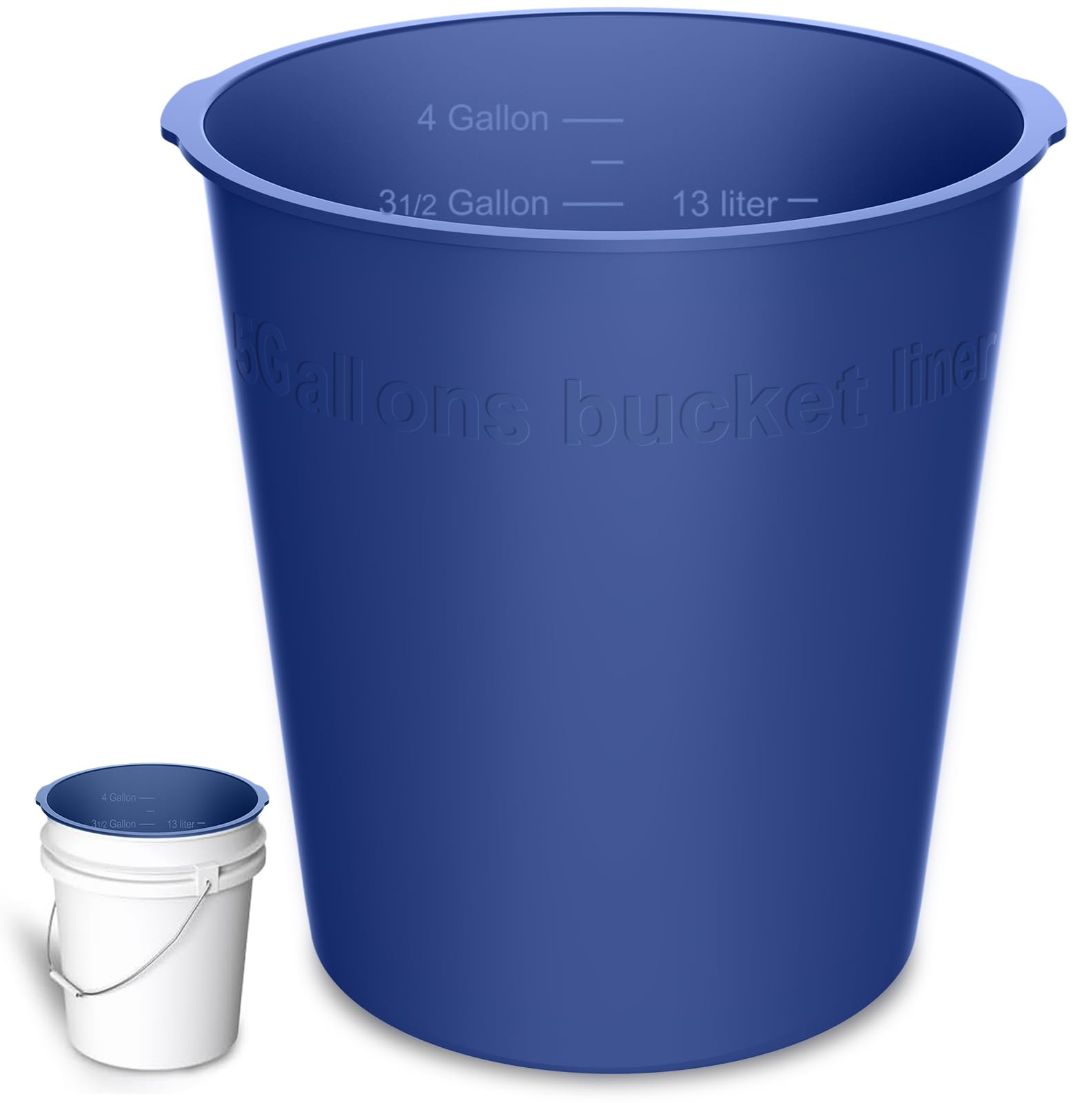 ABDUCE 5 Gallon Bucket Liner Reusable Rubber Bucket Liners for Concrete Mix and Thinset with Graduated Measurements (Blue 5 Gallon)