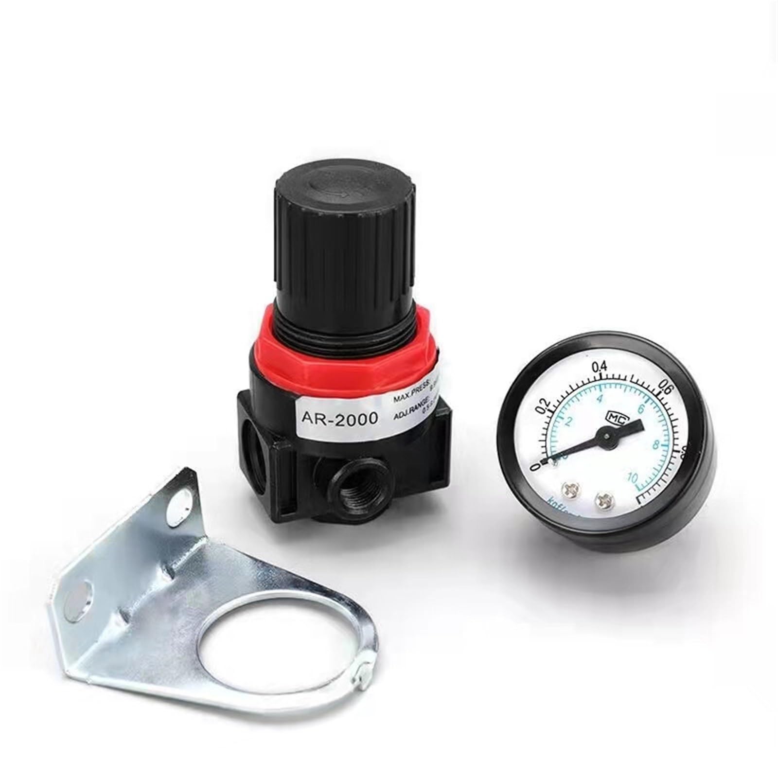 AR2000 G1/4 pulgadas neumático Mini control de alivio de presión de aire compresor regulador unidades de tratamiento válvula con calibre 4MM-16MM ajuste 1 Uds(Table w stand)