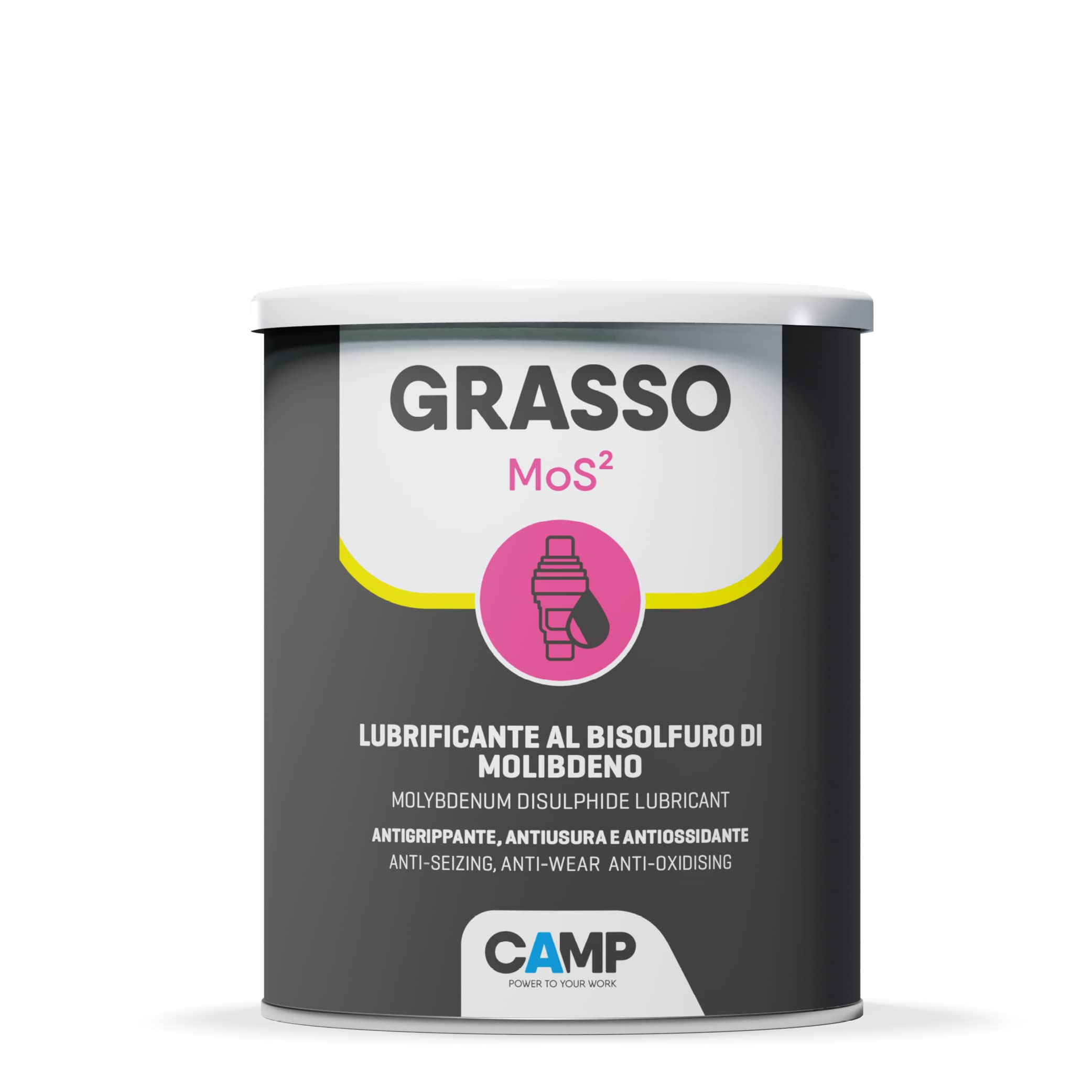 CAMP Grasa MOS2 - Grasa lubricante con disulfuro de molibdeno para cargas pesadas y altas temperaturas, anti-gripante y antidesgaste, 6 x 1 kg
