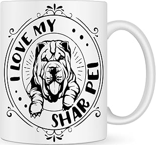 I Love my Shar Pei Dog Handmade Novelty Dog Breed Mug - Best Dog Mum and Dad Gifts for Dog Lovers - Customised Coffee Mug for Dog Owner - Dog Walking Gifts - Personalised Novelty Gifts for Men & Women