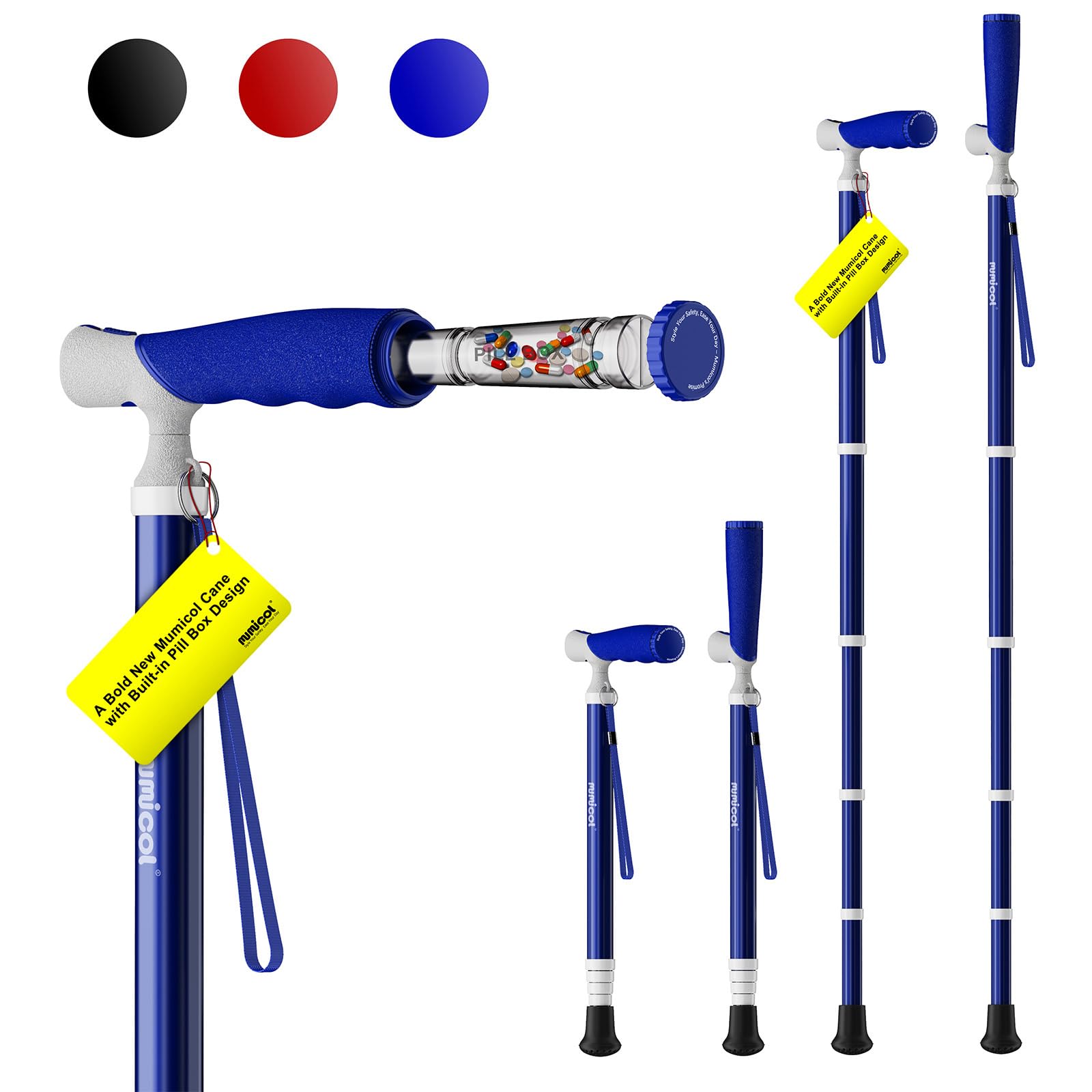 Mumicol Canes for Women for Stability, Walking Cane for Men, Folding Canes for Women Adjustable for Travel, Dual Modes Handle (Sticks or Canes) with