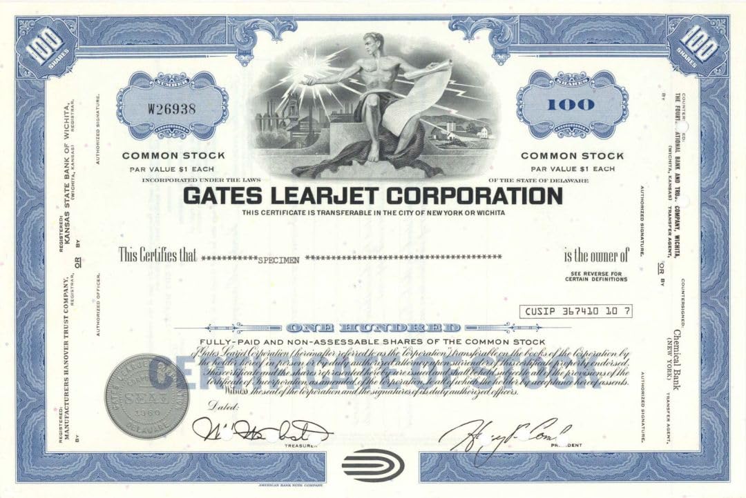 Gates Learjet Corp. - Specimen Stock