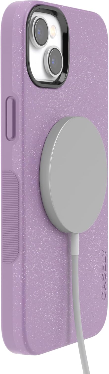 Casely iPhone 14 Case | Lavender Waves | Purple Shimmer | Bold Protective Design | Compatible with MagSafe