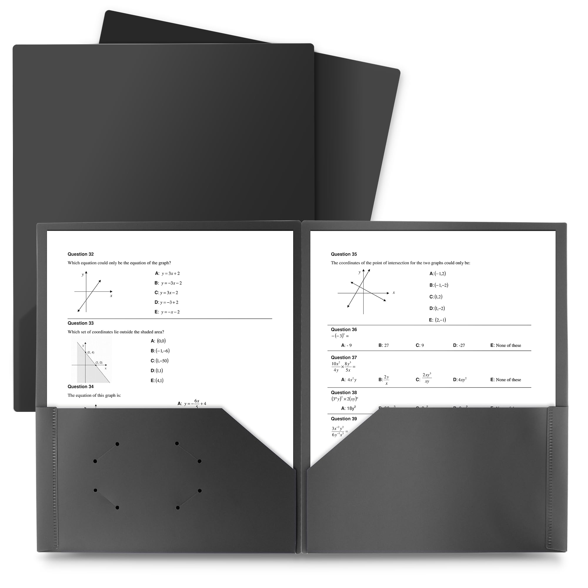 Dunwell Plastic Folders with Pockets, (Black, ,2 Pocket Poly Folders for School, Home or Office, Durable Heavy Duty File Folders, Plus Labels