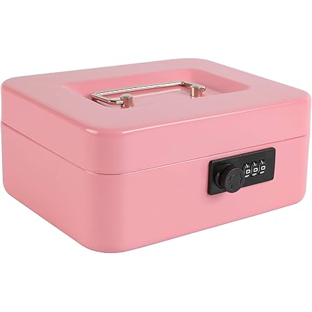 Kyodoled Medium Cash Box With Combination Lock Safe Metal Money Box