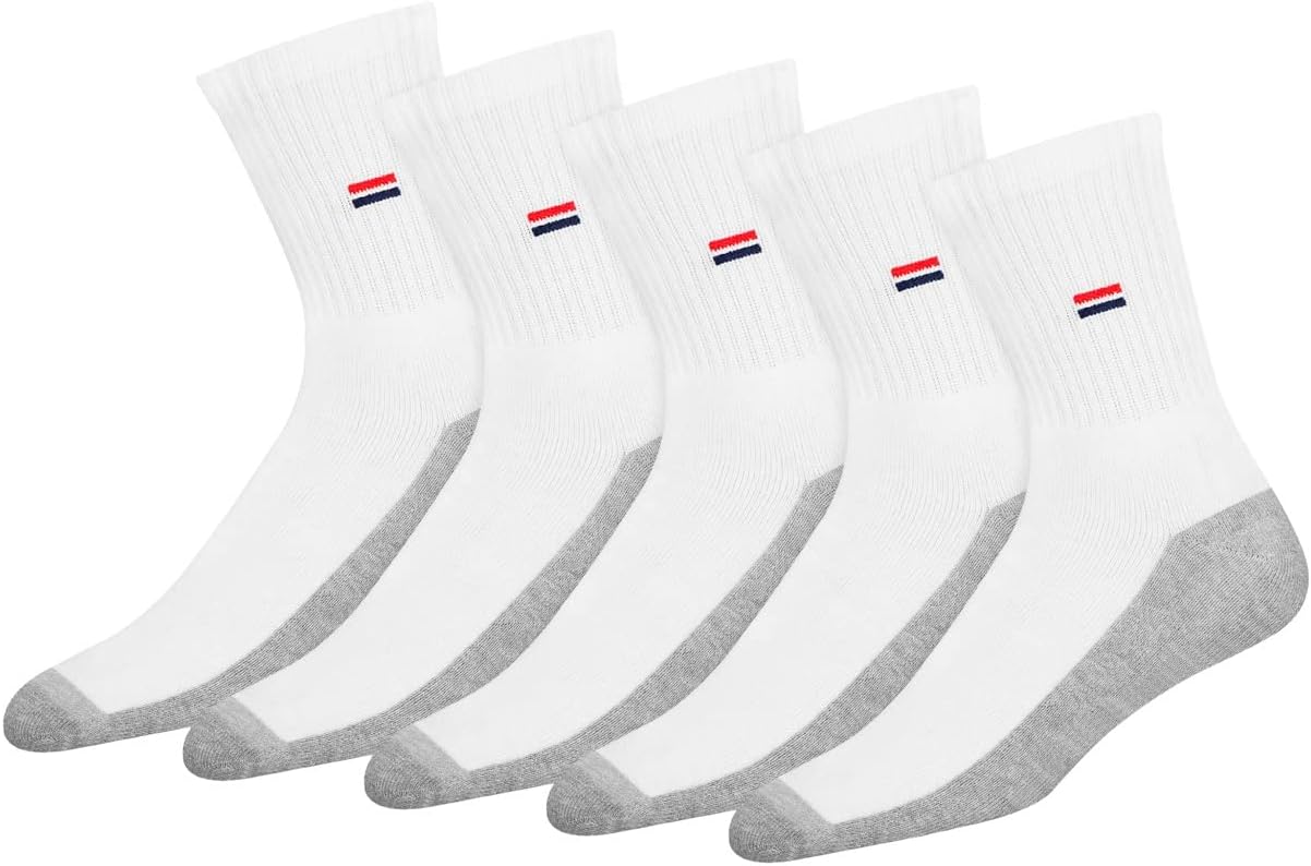 Navy Sport Men's Solid Cushion Comfort Cotton Crew Socks, Pack of 5 Pairs (Shoe Size: 5-12)