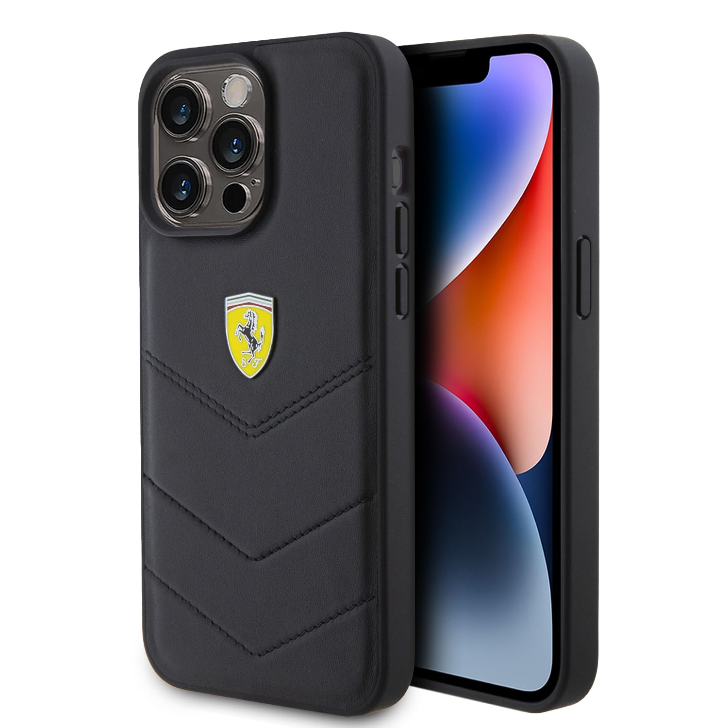 Ferrari FEHCP15XRDUK - Custodia rigida per iPhone 15 Pro Max 6.7", con logo in metallo, colore: Nero