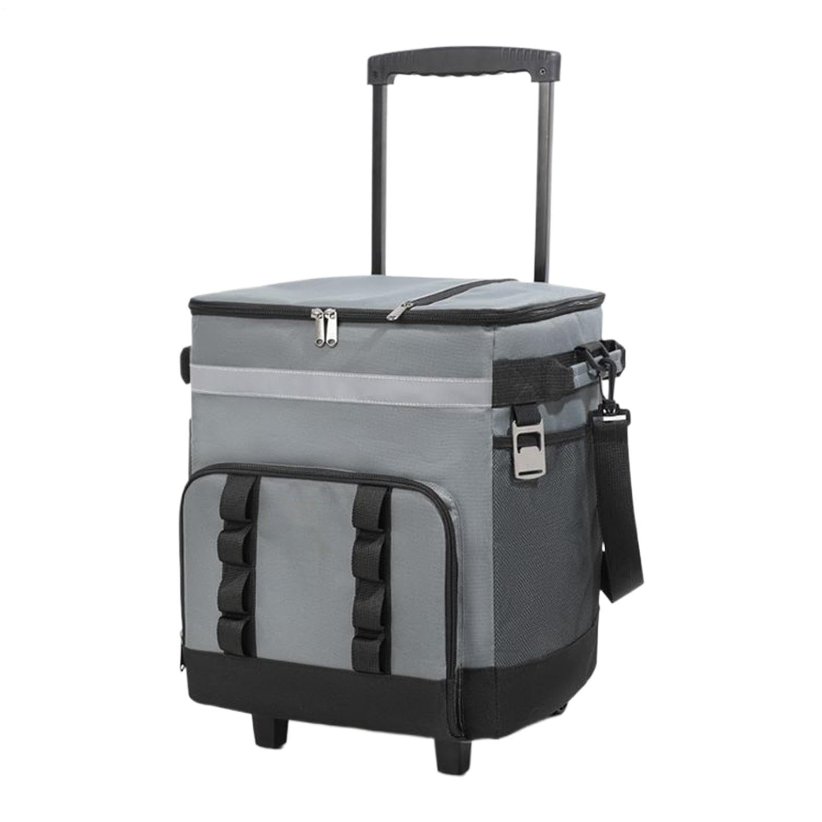 Rolling Cooler - Borsa termica da 35 l, borsa per il ghiaccio portatile, a prova di perdite, trolley per esterni, grande capacità, portaoggetti da viaggio, manico retrattile, carrello rimovibile