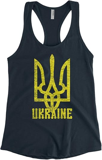 Womens Ukrainian Coat of Arms Ukraine Flag Pride Racerback Tank Top