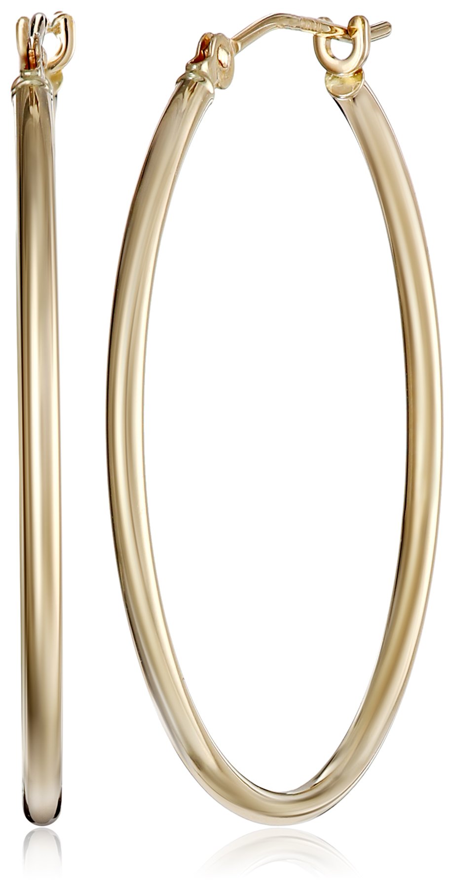 AmazonCollection 10k Gold Polished Hoop Earrings (1.1" Diameter)