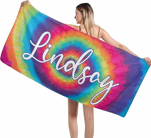 MyPupSocks Toallas de playa personalizadas con nombre  Toallas de playa teñidas  Manta de playa personalizada de secado rápido  para playa, viajes,