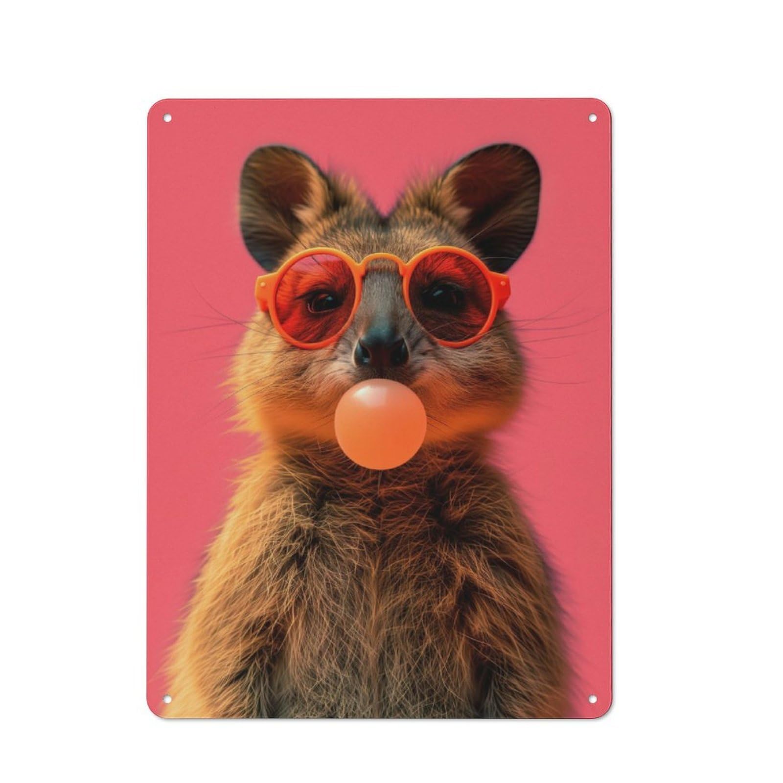 Junmoney Cool Quokka With Sunglasses For Kitchen Or Home Bar, Retro-Style Metal Sign 40X30cm, For Cooler-Month Interiors With Retro Character