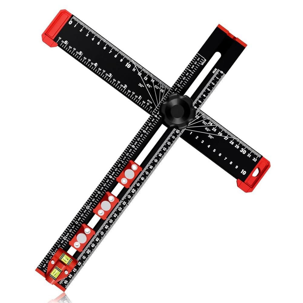 Littimoon Woodworking 2 in 1 Drilling Positioning Ruler Combination Angle Ruler T-Shaped Ruler Cabinet Hardware Jig