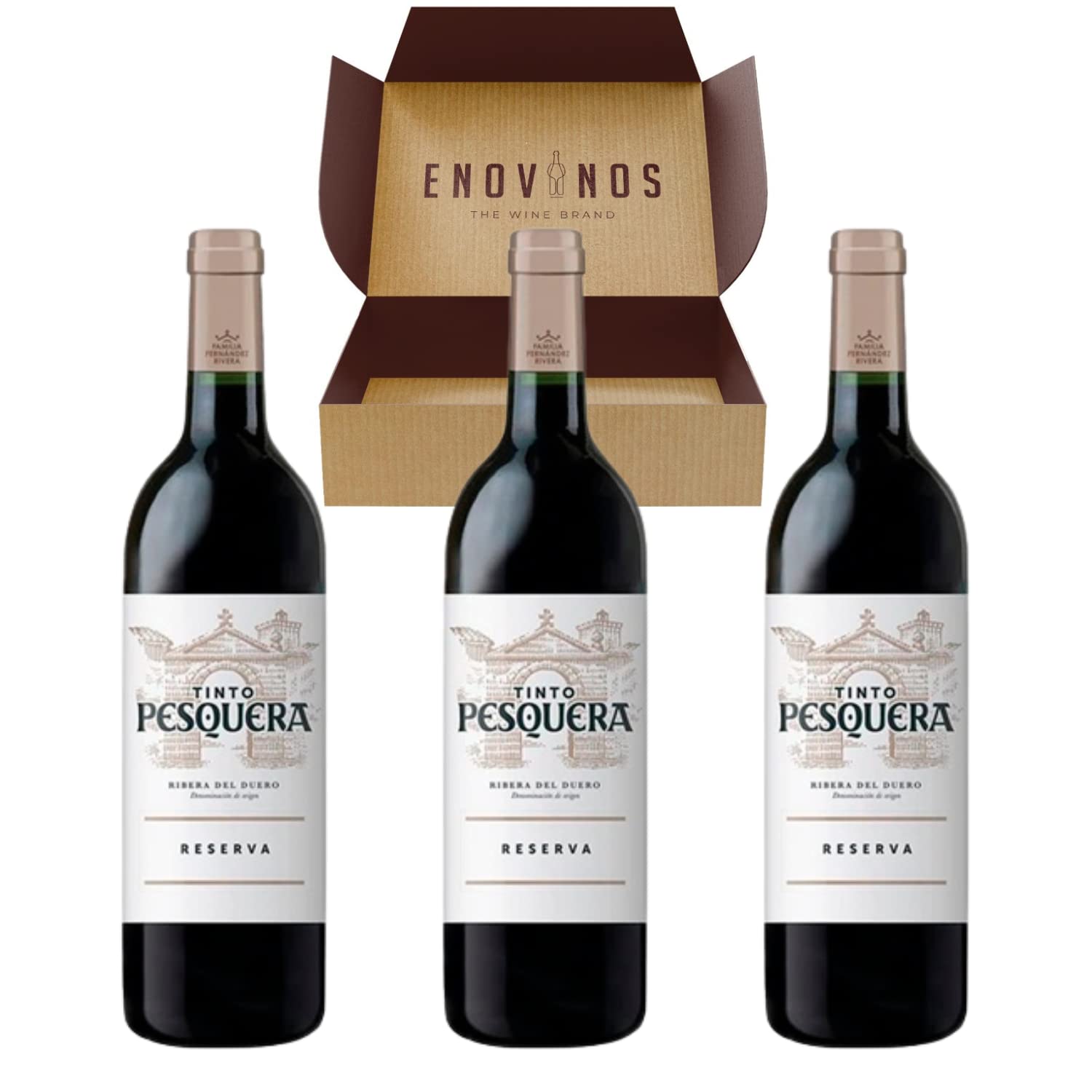 Vino Tinto Pesquera Reserva - 3 x Botellas Vino Tinto 75 cl Ribera del Duero - Mejor Selección ENOVINOS