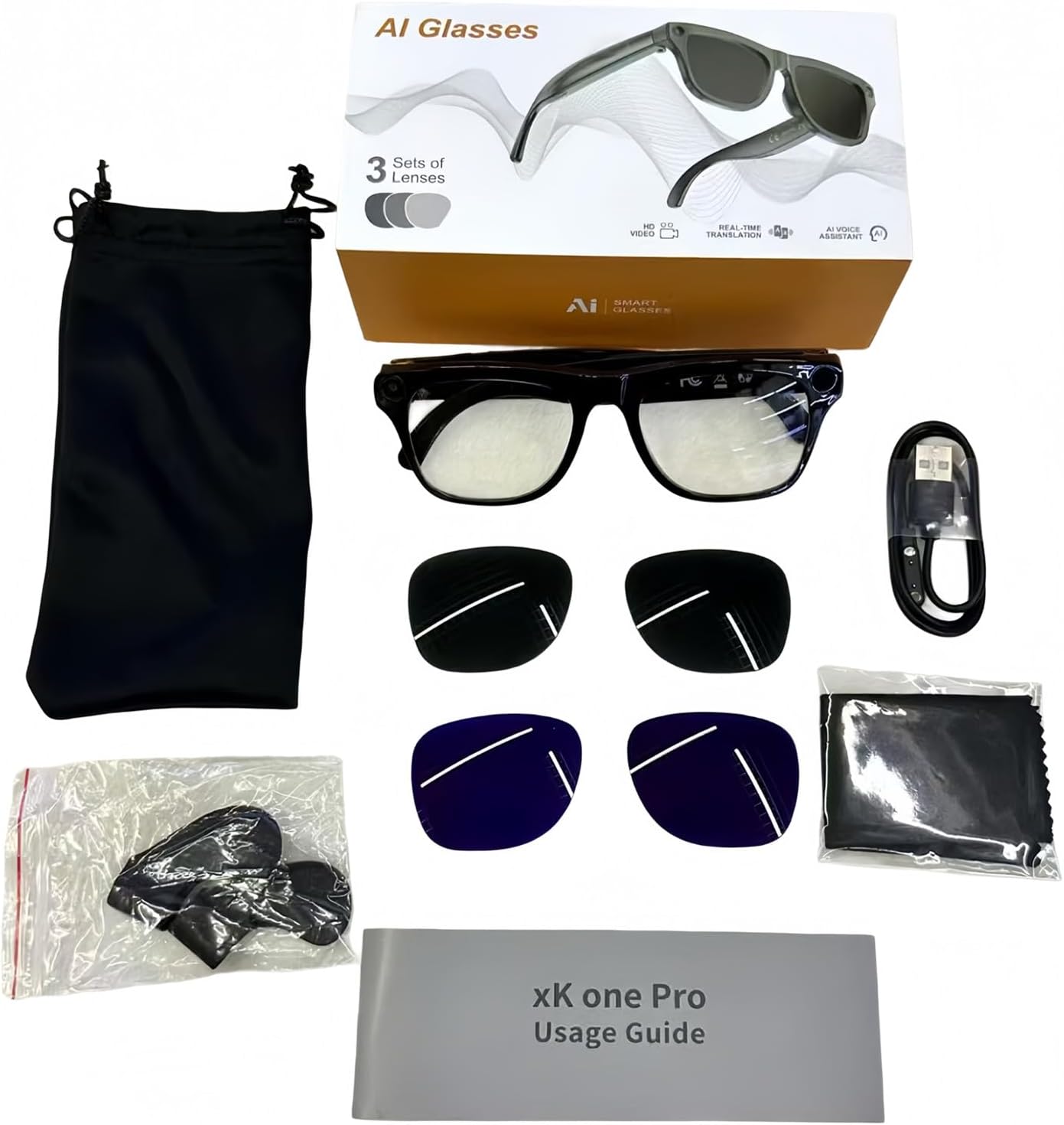 AI Smart Glasses – 1080P Camera with EIS, AI Voice Control, Bluetooth 5.4 Audio, Real-Time Translation, IP65 Waterproof, 260mAh Battery, Open-Ear Directional Sound, Lightweight for Outdoor & Daily Use