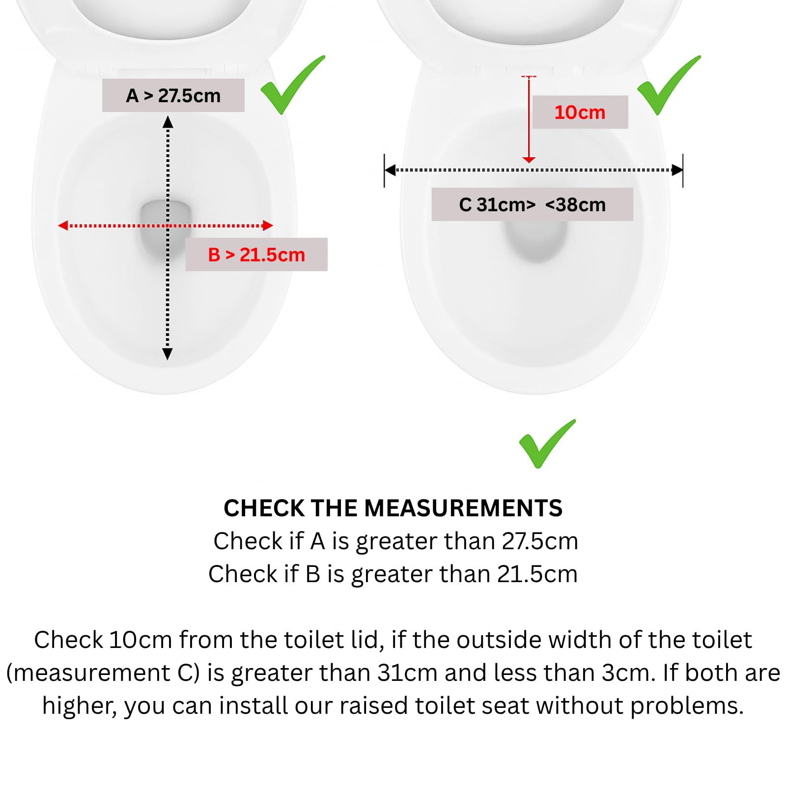 Erhöhter Toilettensitz, 10 cm, mit Deckel für ältere Menschen und Behinderte, bequeme erhöhte Toilettenerhöhung für Erwachsene, ideal für ältere Menschen und eingeschränkte Mobilitätshilfe