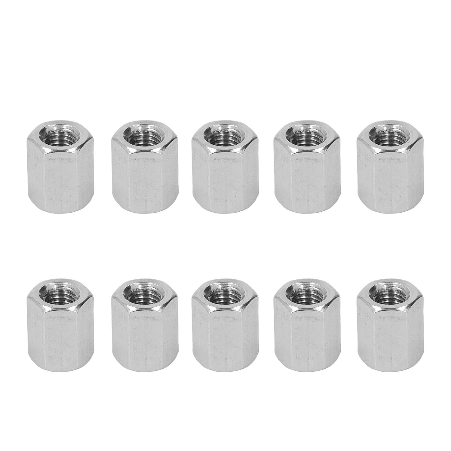 10PCS Hex Coupling Nuts 304 Stainless Steel Female Thread Straight