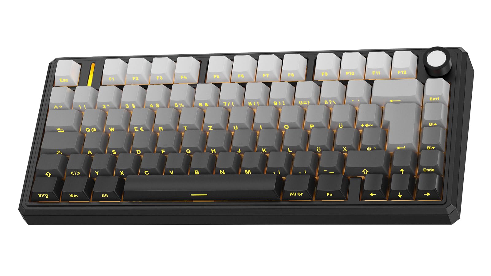 OMOTON 75% Mechanische Gaming Tastatur Kabellos, ISO QWERTZ, BT/USB-C/2,4GHz, Hot-Swap, QMK VIA Custom, 4000mAh Akku, RGB & Fünfschichtige Polsterung Struktur, MK212 Keyboard für Büro & Gaming