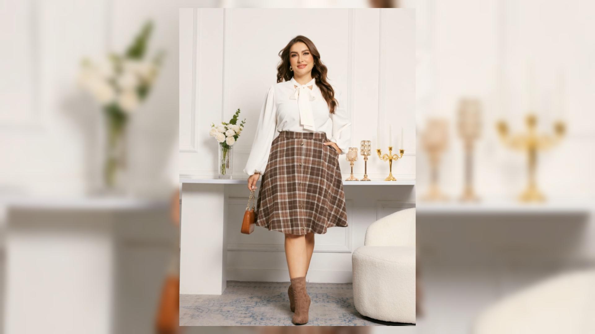 Amazon.com: Agnes Orinda Plus Size Vintage Skirt for Women Plaid