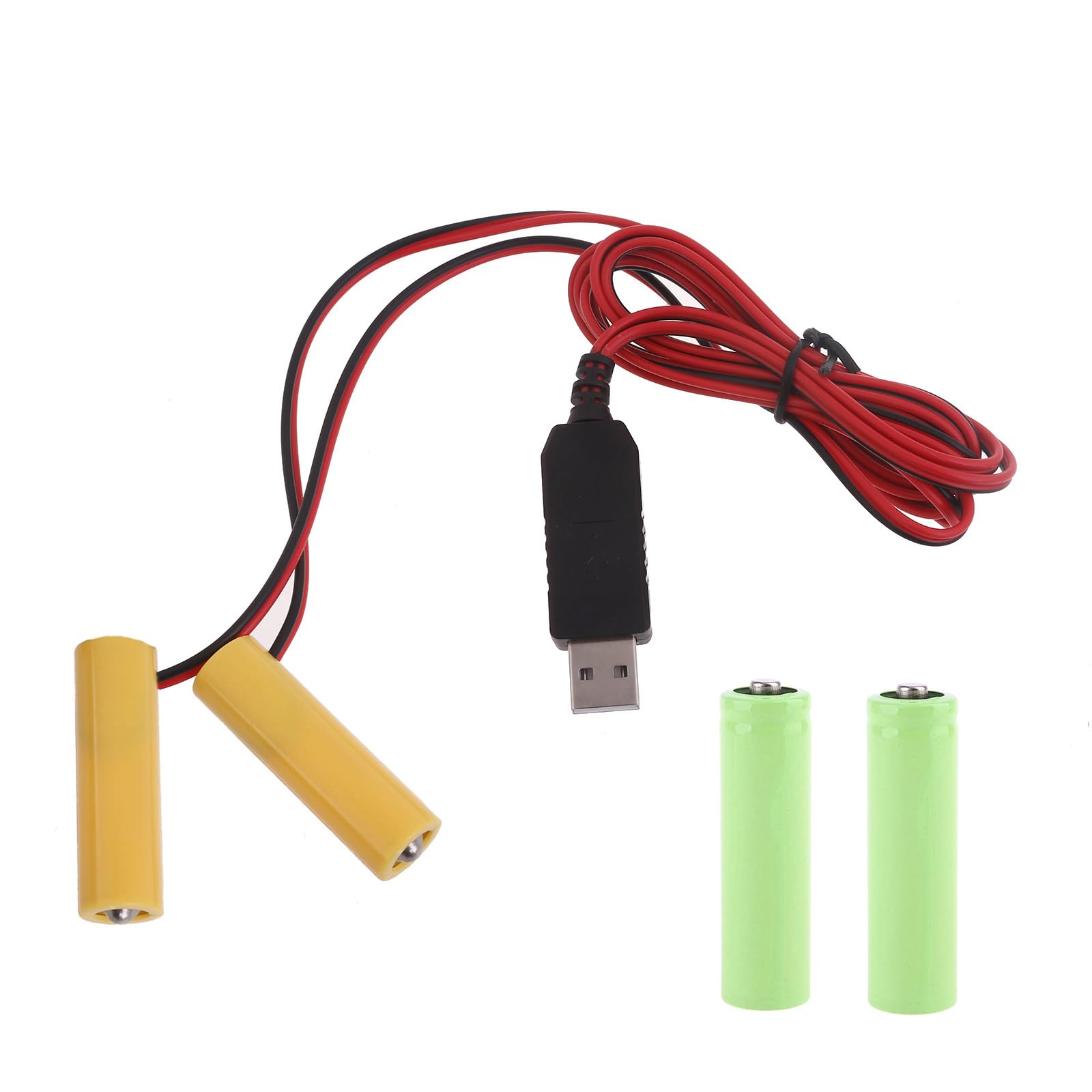 DLOULP 2in1 USB Power 3V AA Battery Eliminators Replace 2Pcs 1.5V AA LR6 Battery for LED Light Electronic Toy
