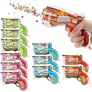 12Pcs Confetti Guns | Inflatable Toy Fireworks Guns | Self-Inflating Confetti Poppers Guns | Handheld Fireworks Party Celebration Confetti Poppers Cannons for Birthday Wedding Graduation