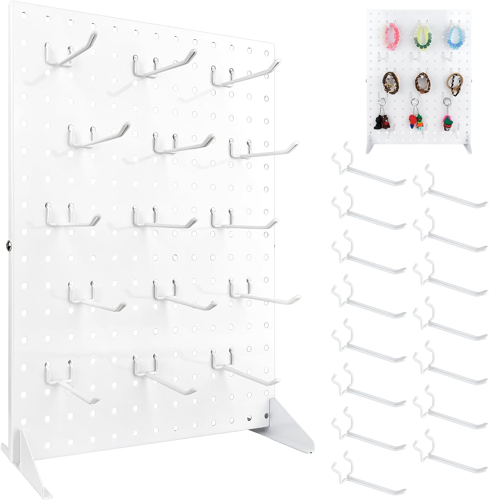 Metal Pegboard Display Stand with 15 Peg Hooks for Craft Shows & Fairs, Jewel...