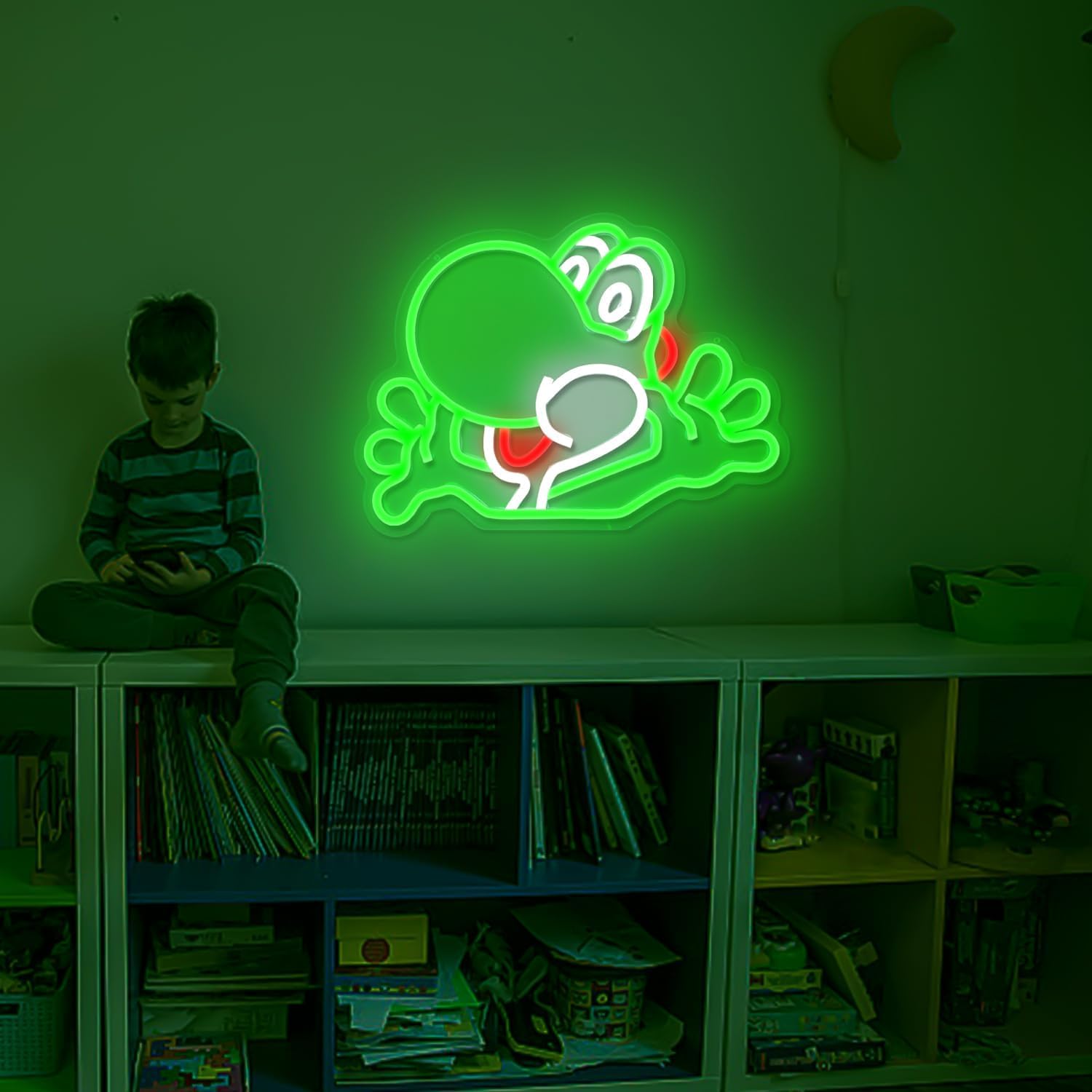 Animal Neon Sign for Wall Decor Dimmable Anime Neon Sign Green Led Anime Neon Lights Neon Signs Anime Gamer Neon Sign for Game Room Living Room for Gifts
