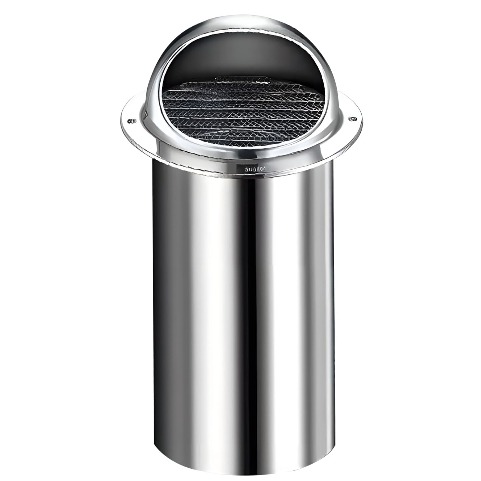 Aération de soffite 7.6 cm en inox poli, grille murale demi-ronde design chic pour maison