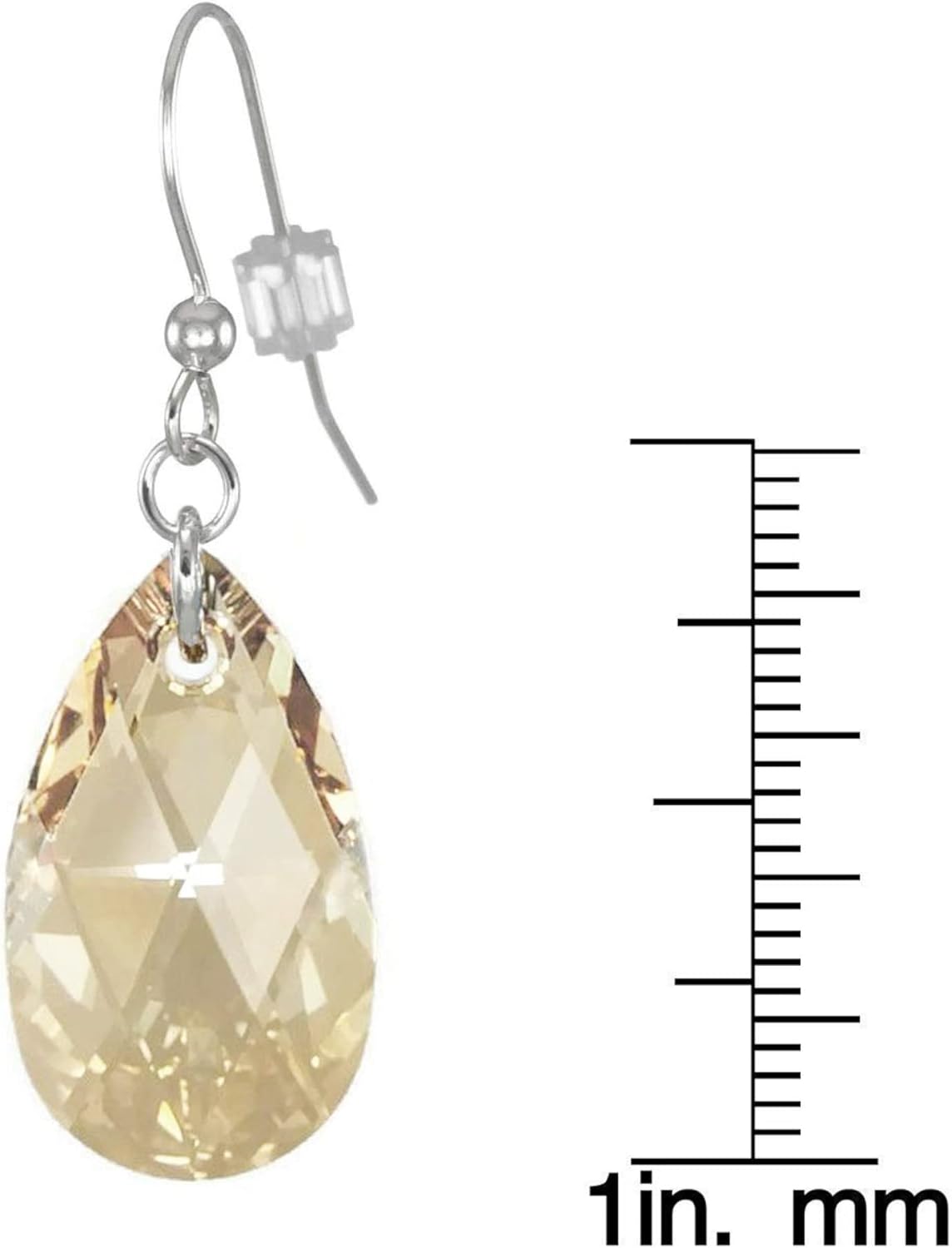 One Pair Austrian Crystal 22mm Teardrop Sterling Silver OR Clip-On Earrings (golden shadow)