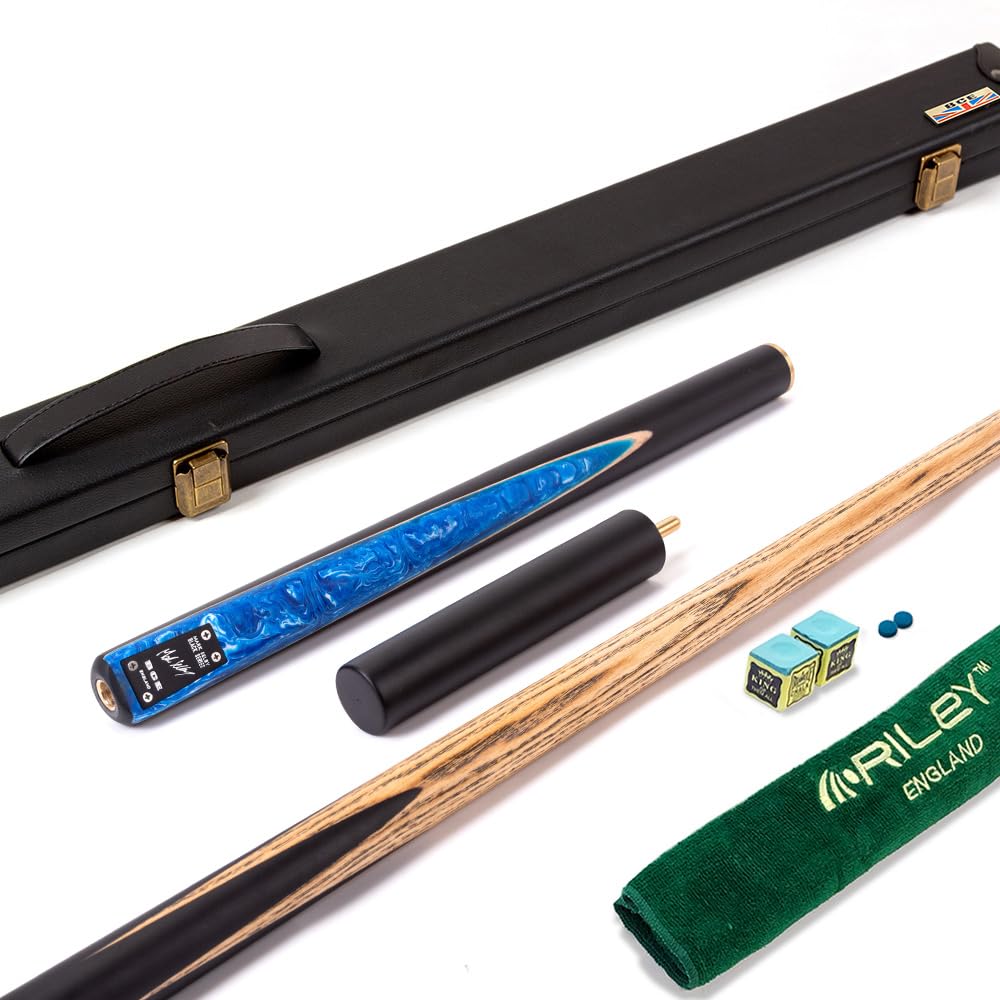 Mark Selby Black Series ¾ Cut Snooker & Pool Cue with Deluxe Hard Case - Black/Marbleised Inlay - 145cm with Extension