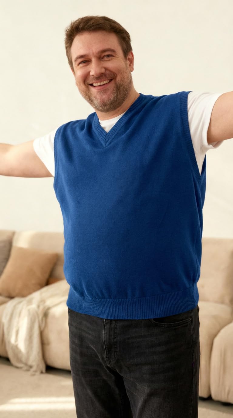 Hombres Suéter Chaleco para Extra Talla: Grande Alto V Cuello Sin Mangas Tejer Algodón Pullover