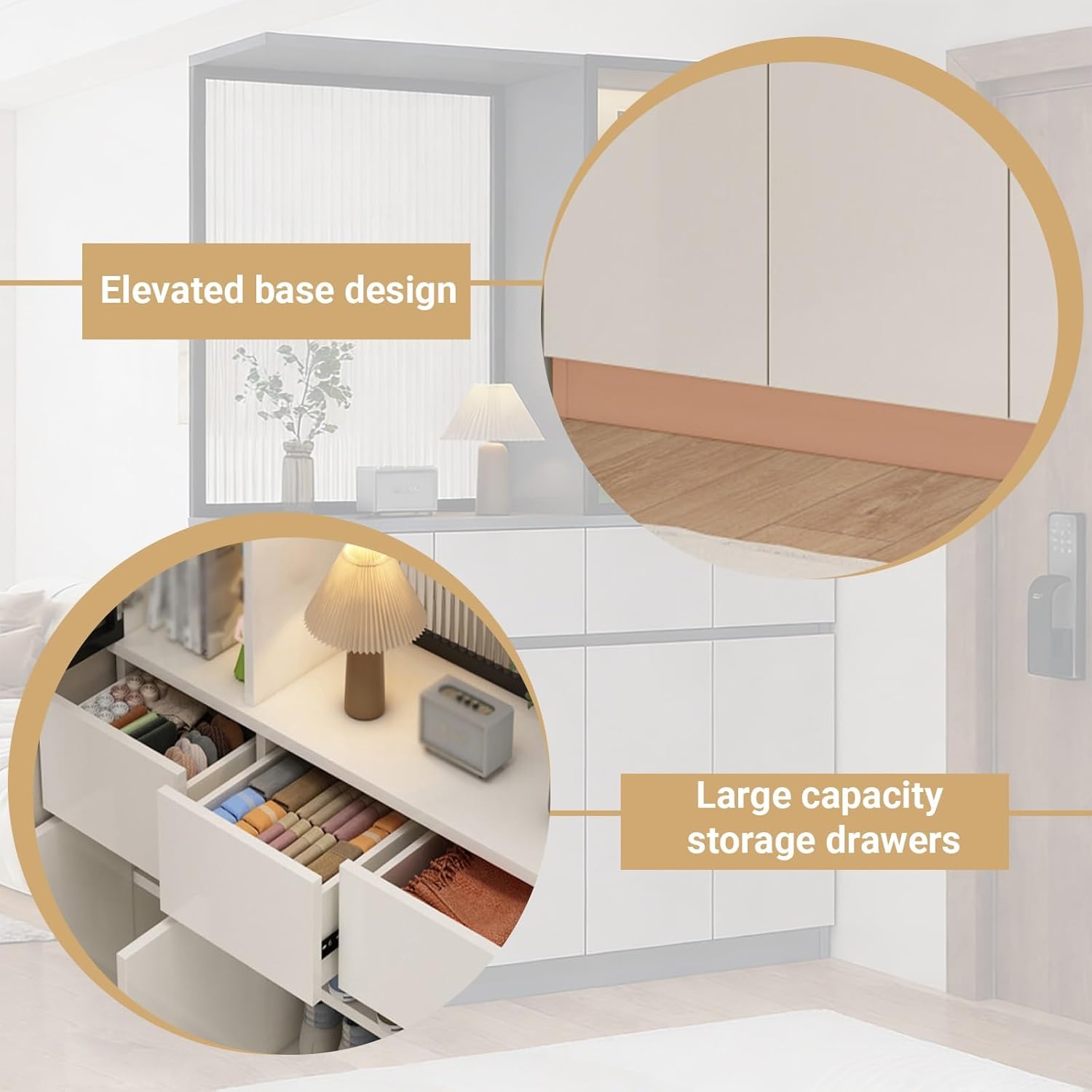 200CM/78.7in Height Floor to Ceiling Wall Post Partitions Screens Wood Room Divider Screen with Storage Cabinet with Open Storage Space(Style D (Right),80cm/31in)