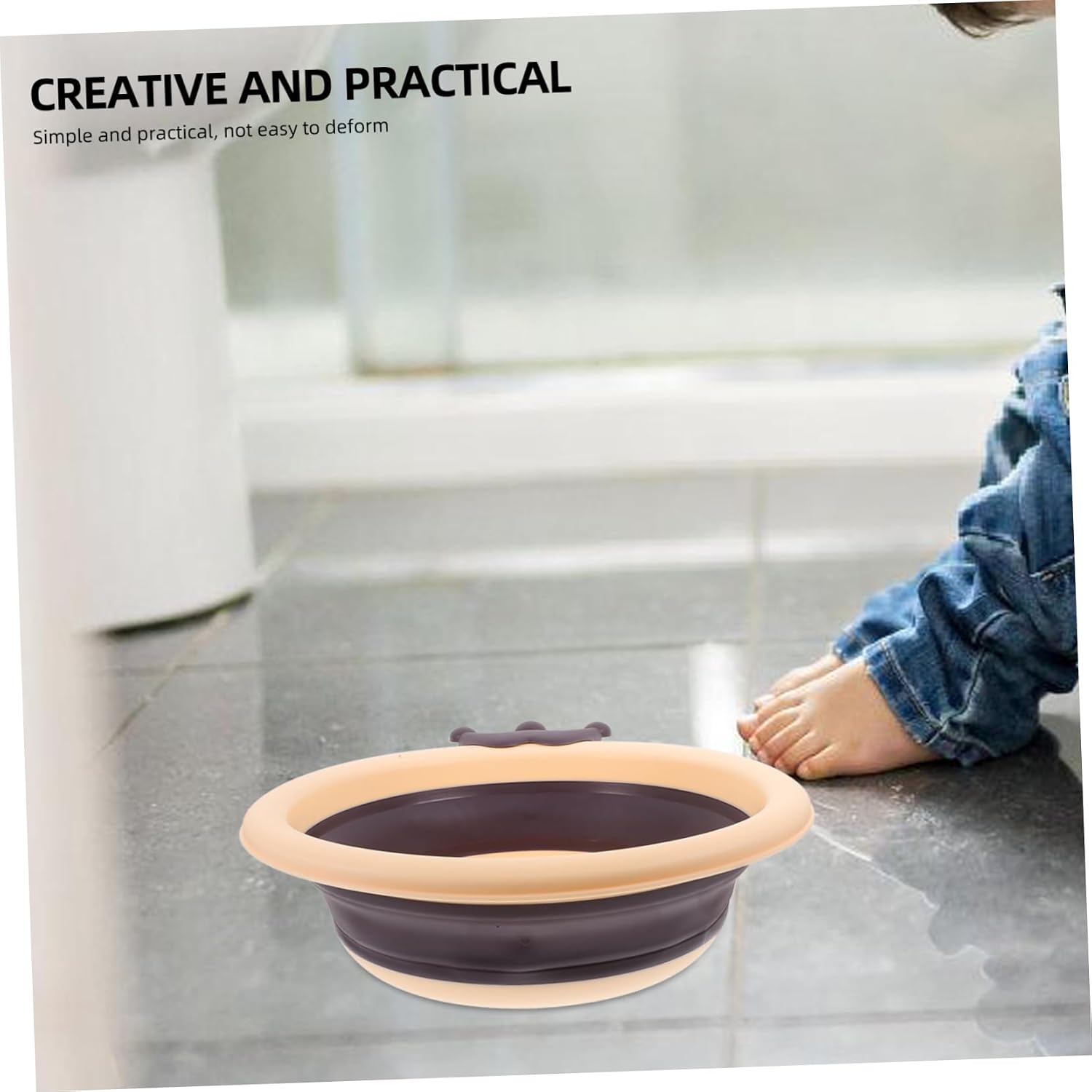 Foldable Wash Basin with Hook Portable Small Wash Bowl for Travel Cartoon Design Collapsible Tub for Newborn Bathing and Camping Use