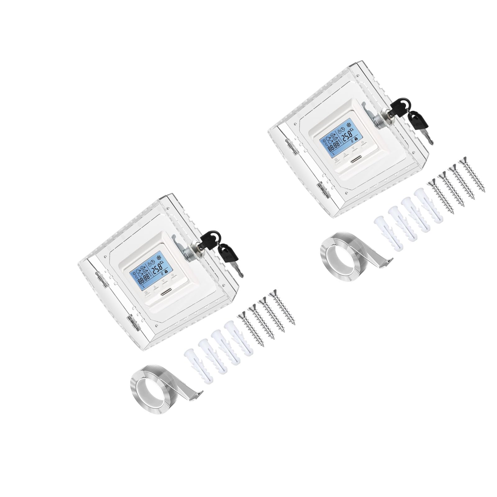 Buxuaaaa Thermostat Protector Case Locking Enclosure Dustproof Housing For Various Brands Quick Installation None Tool Required Small Thermostat Box