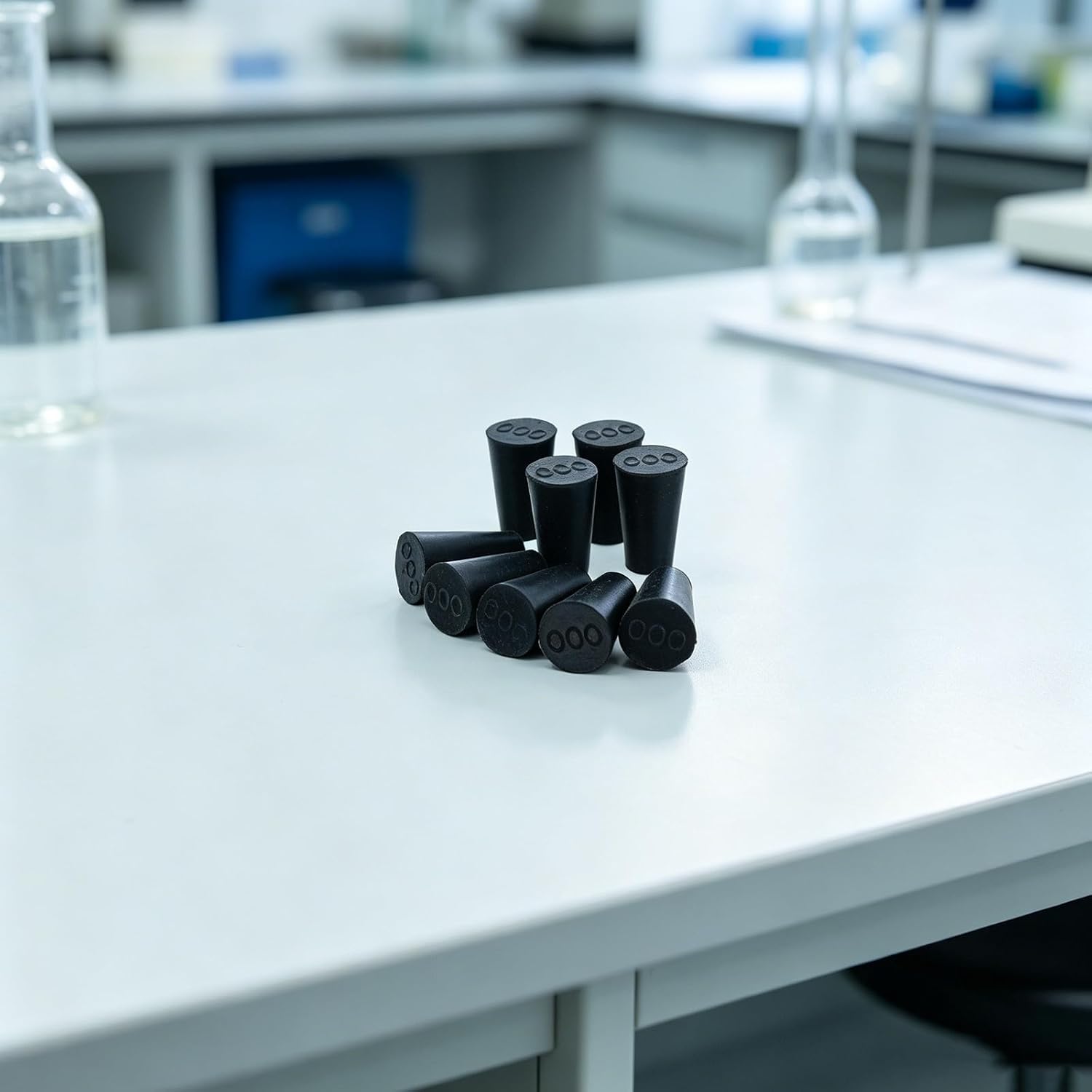 30pcs Lab Rubber Stoppers: Solid Rubber Stoppers for Lab Equipment, Tapered Laboratory Plugs for Tube Bottle Plugging and Plant Culture Applications